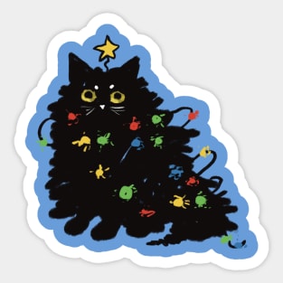 Cat wrapped in Christmas lights Sticker